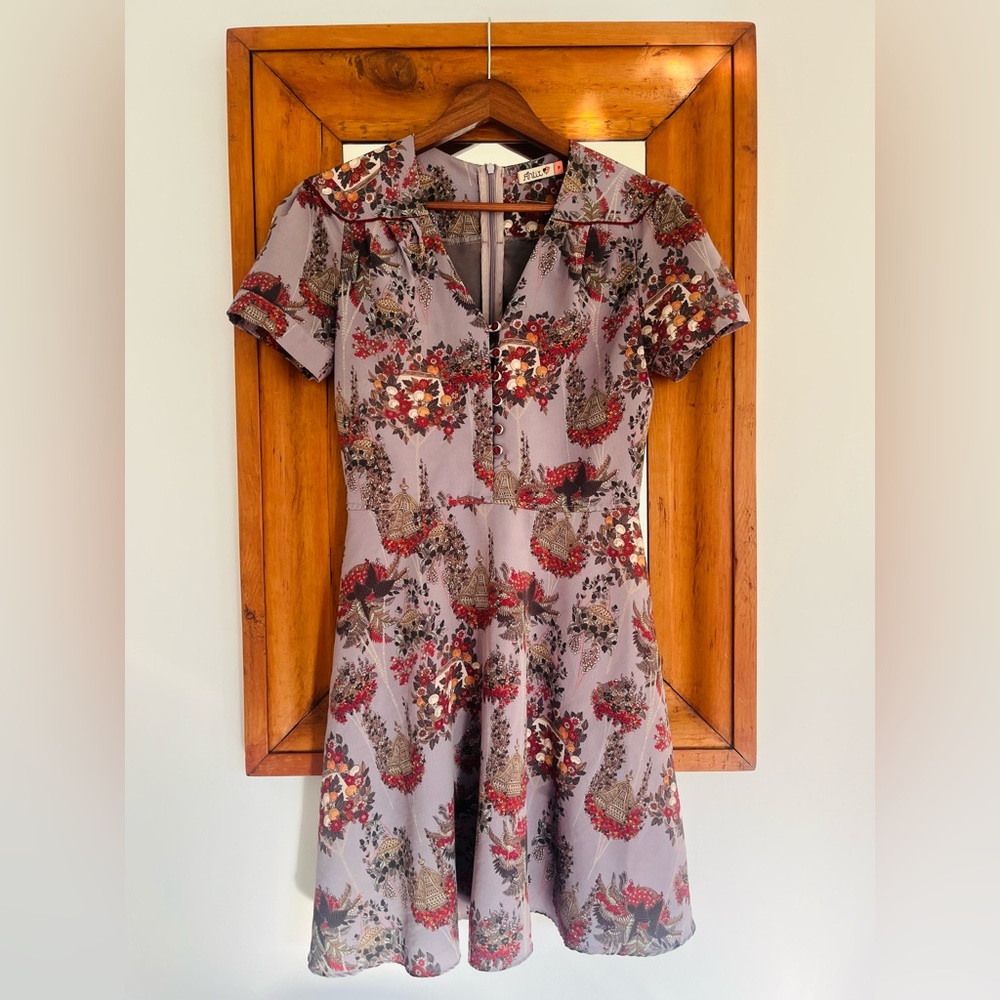 Y2K macrame basket botanical mini dress